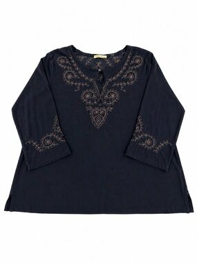 Islander Navy Rib Knit Short Sleeve Top Womens Sweater Tee Minimalist